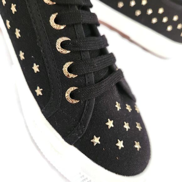 Superga Women's Black Canvas Gold Star Studs Low Top Sneakers Size 40 - Picture 4 of 8